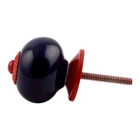 Navy Blue Round Red Fitting Ceramic Knob